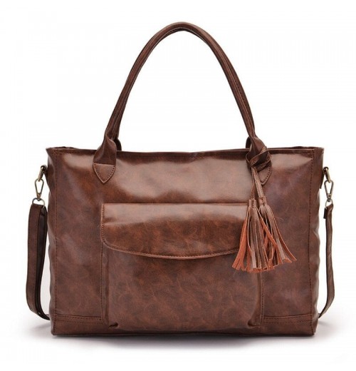 15 inch Brown Leather Tote 15 inch Brown Leather Tote