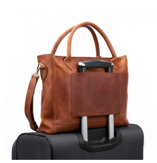 15 inch Brown Leather Tote 15 inch Brown Leather Tote