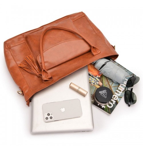 15 inch Brown Leather Tote 15 inch Brown Leather Tote